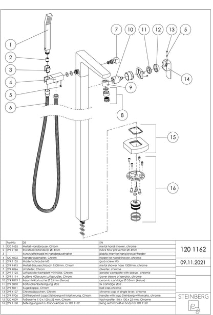 Steinberg Vrijstaande Wannen-Fittersschaft-serie 120