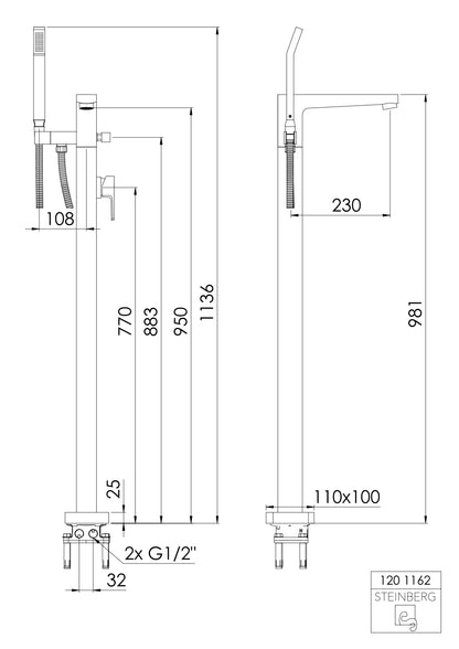 Steinberg Vrijstaande Wannen-Fittersschaft-serie 120