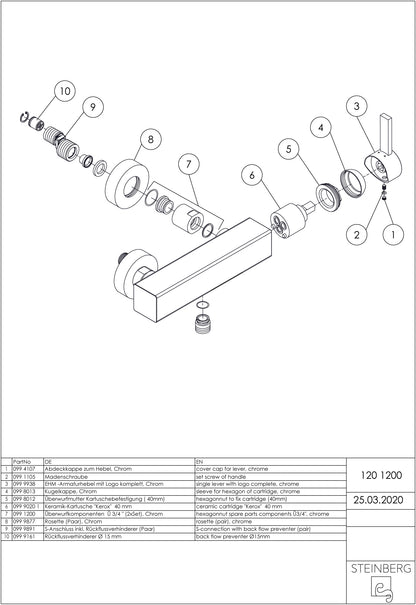 Steinberg surface-mounted lever mixer for shower series 120