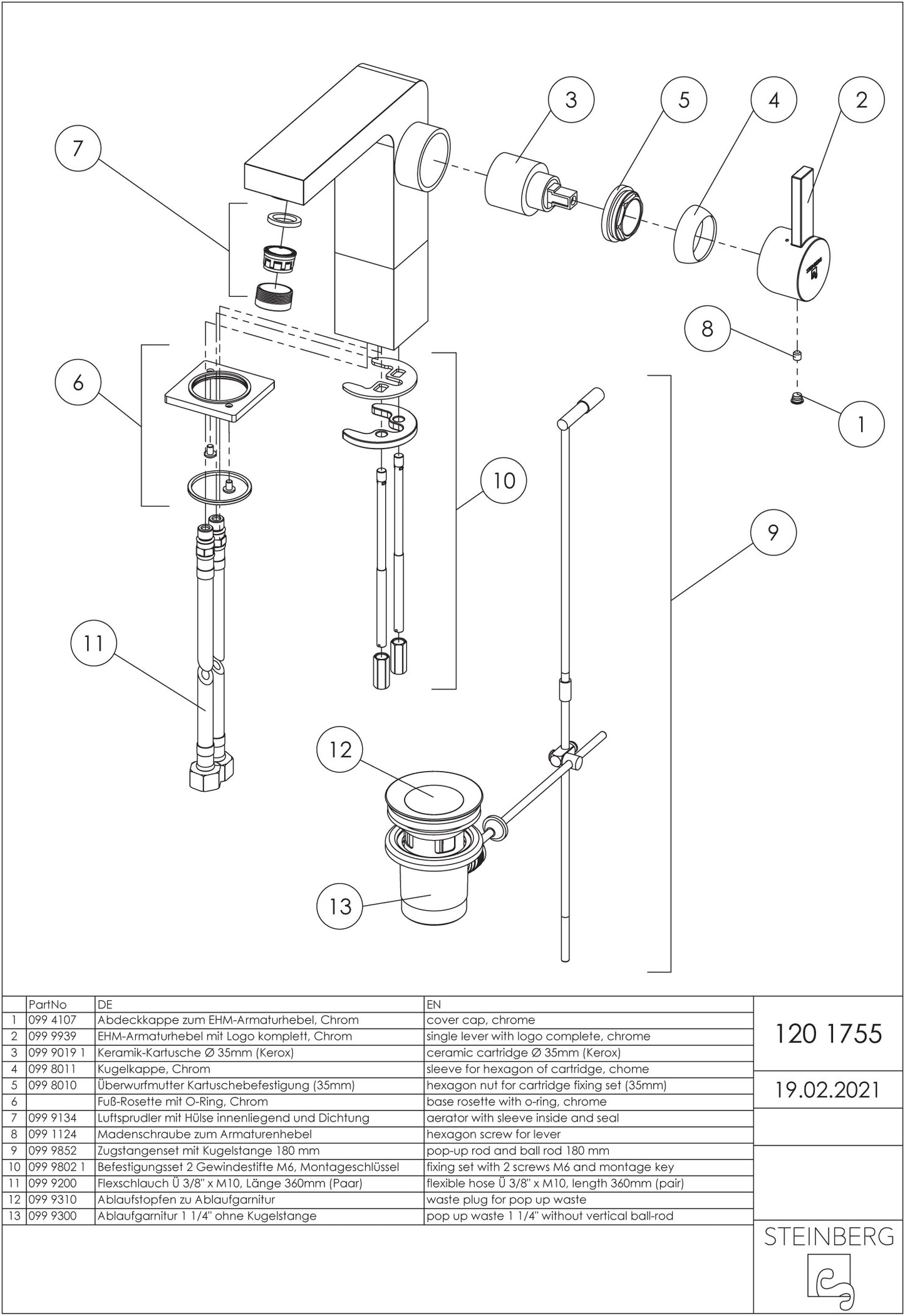 Steinberg Single lever basin mixer Series 120