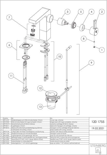 Steinberg washbasin and lever mixer series 120