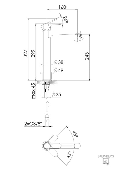 Steinberg Serie 206 Waschtisch-Einhebelmischer ohne Ablaufgarnitur