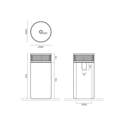 bathco Striae pedestal - Standwaschbecken - 400 x 400 x 870 mm - bathco