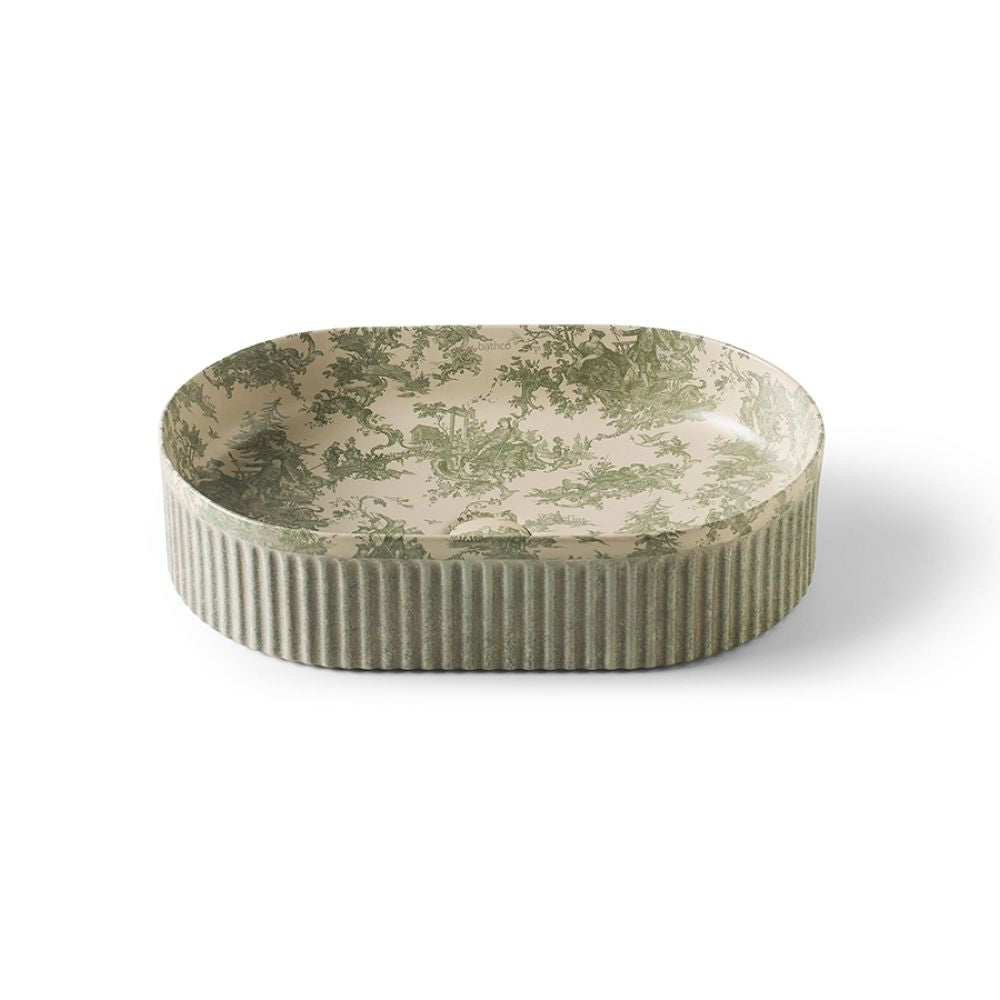 bathco Wadi Oval Toile de joy Verde - Aufsatzwaschbecken - 500 x 320 x 120 mm -