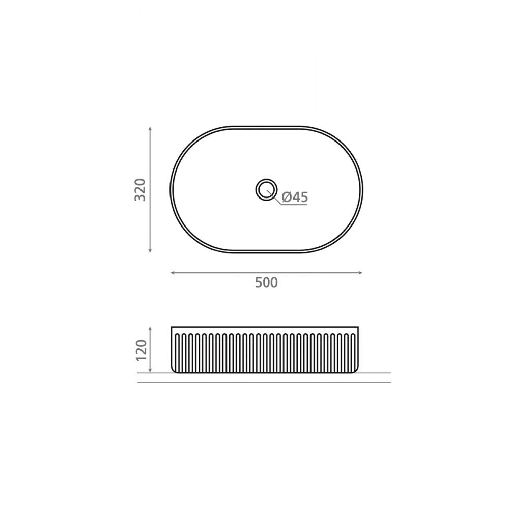 bathco Wadi Oval Azul Manchas - Aufsatzwaschbecken - 500 x 320 x 120 mm -