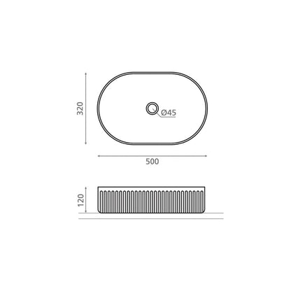 bathco Wadi Oval Azul Manchas - Aufsatzwaschbecken - 500 x 320 x 120 mm -