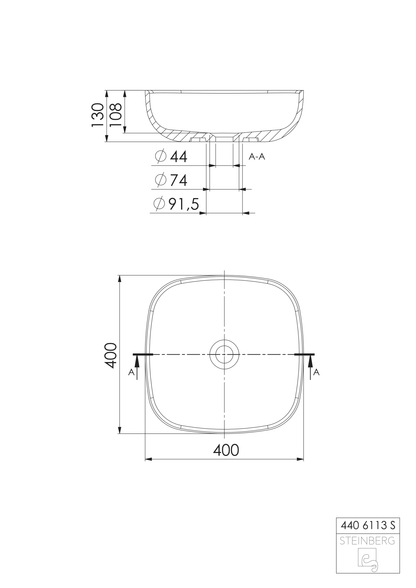 Steinberg Serie 440 - Aufsatzwaschtisch quadratisch - aus Solid Surface