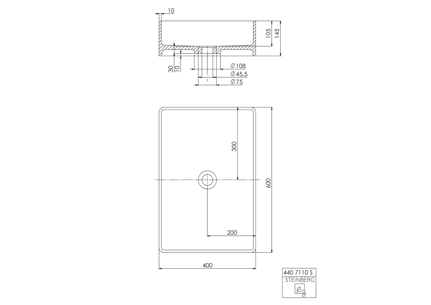 Steinberg Serie 440 - Aufsatzwaschtisch - aus Solid Surface