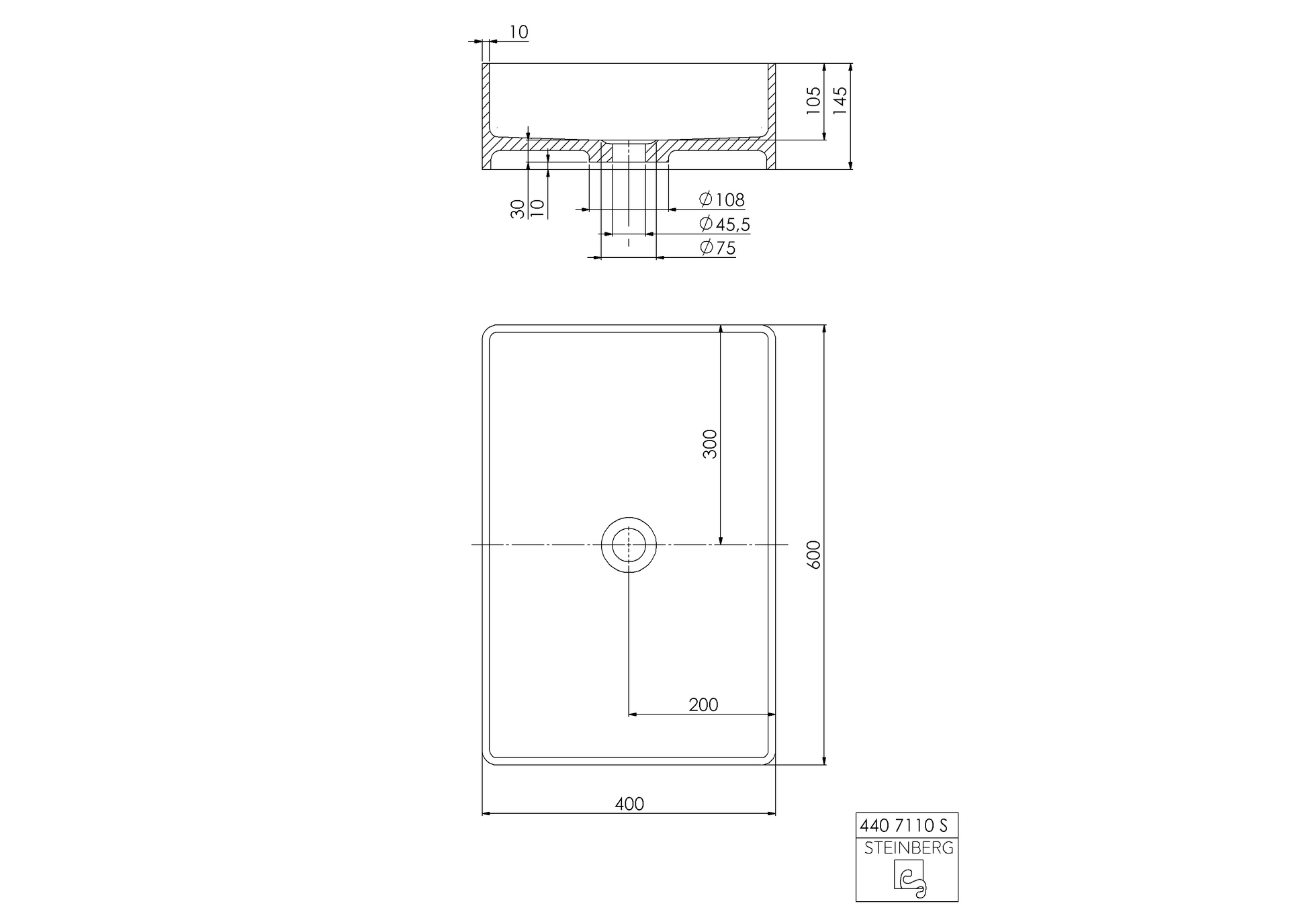 Steinberg Serie 440 - Aufsatzwaschtisch - aus Solid Surface