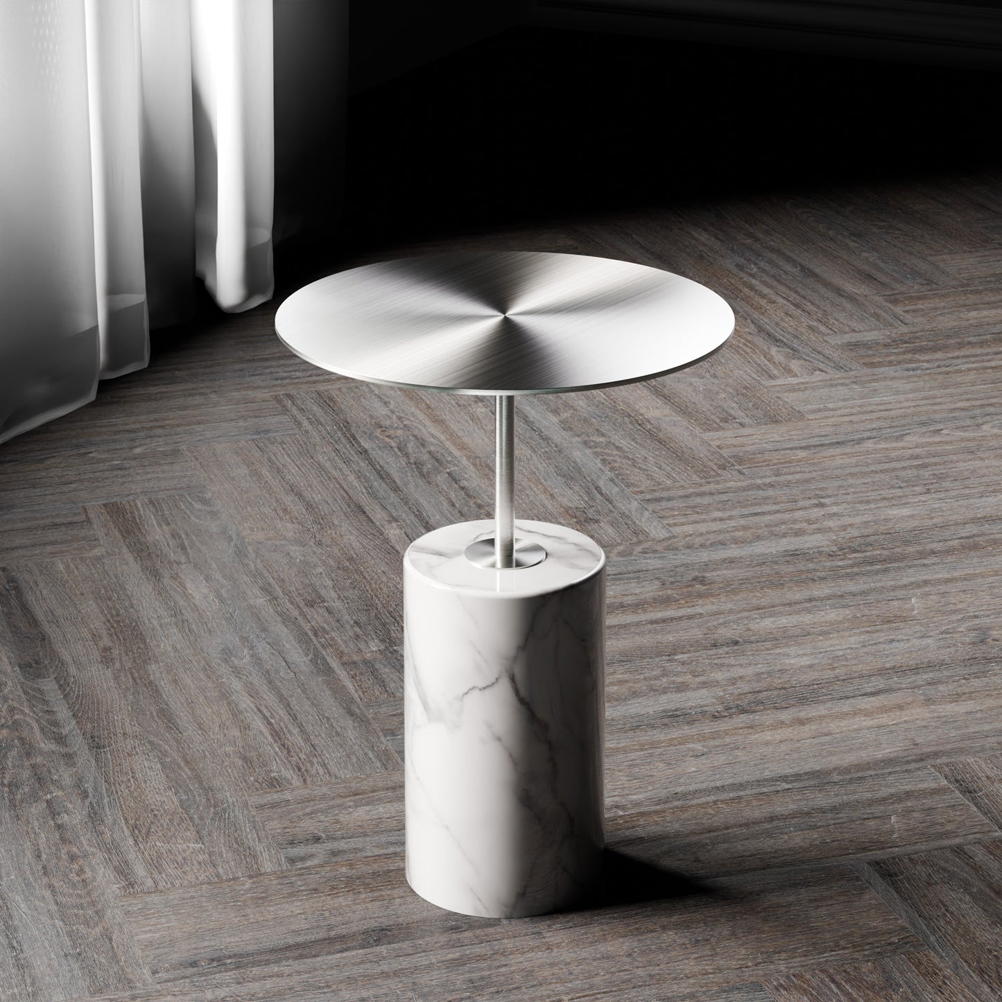 Side table Steinberg Series 541 with a metal table area and solid base - marble look