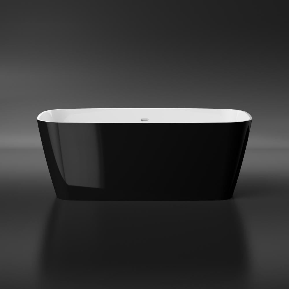 Freistehende Badewanne - aus Mineralguss - Treos Serie 703 -  Schwarz/Weiss glänzend