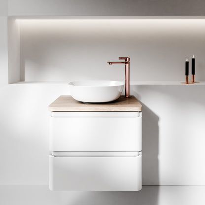 countertop washbasin With base cabinet in white - 2 drawers - 60cm wide - with console plate - Treos Series 925