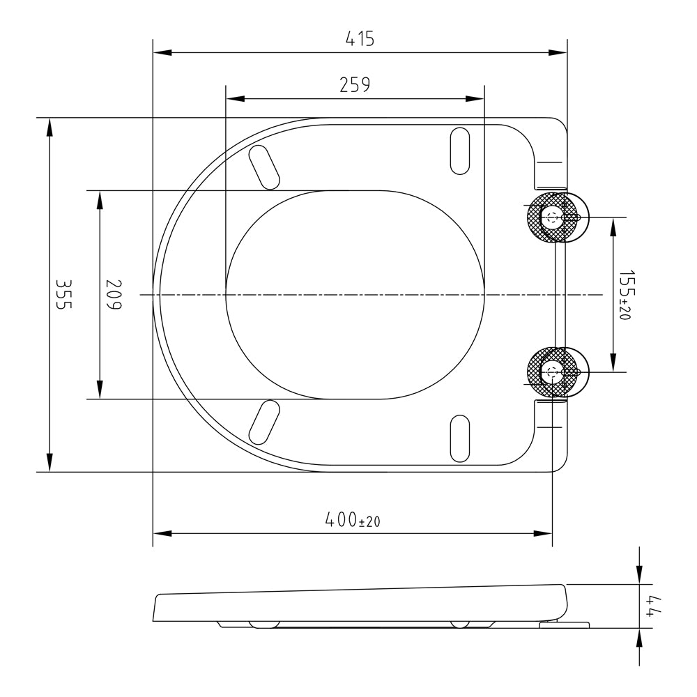 Treos WC-Sitz kurz - passend zu 48cm - Serie 823 - abnehmbar mit Absenkautomatik