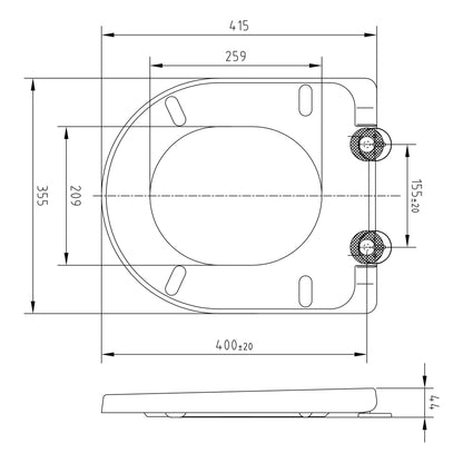 Treos WC-Sitz kurz - passend zu 48cm - Serie 823 - abnehmbar mit Absenkautomatik