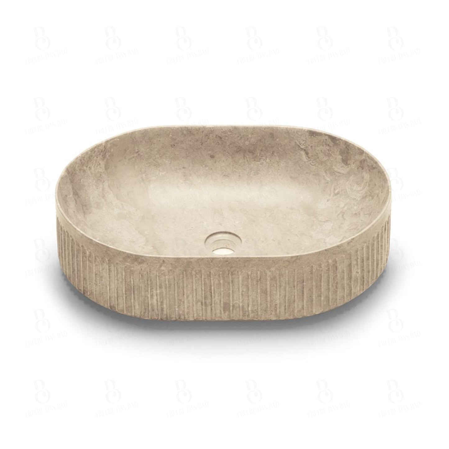 Bathco Striae Oval - Aufsatzwaschbecken 580 X 380 150 Mm Beige Aufsatzwaschtisch