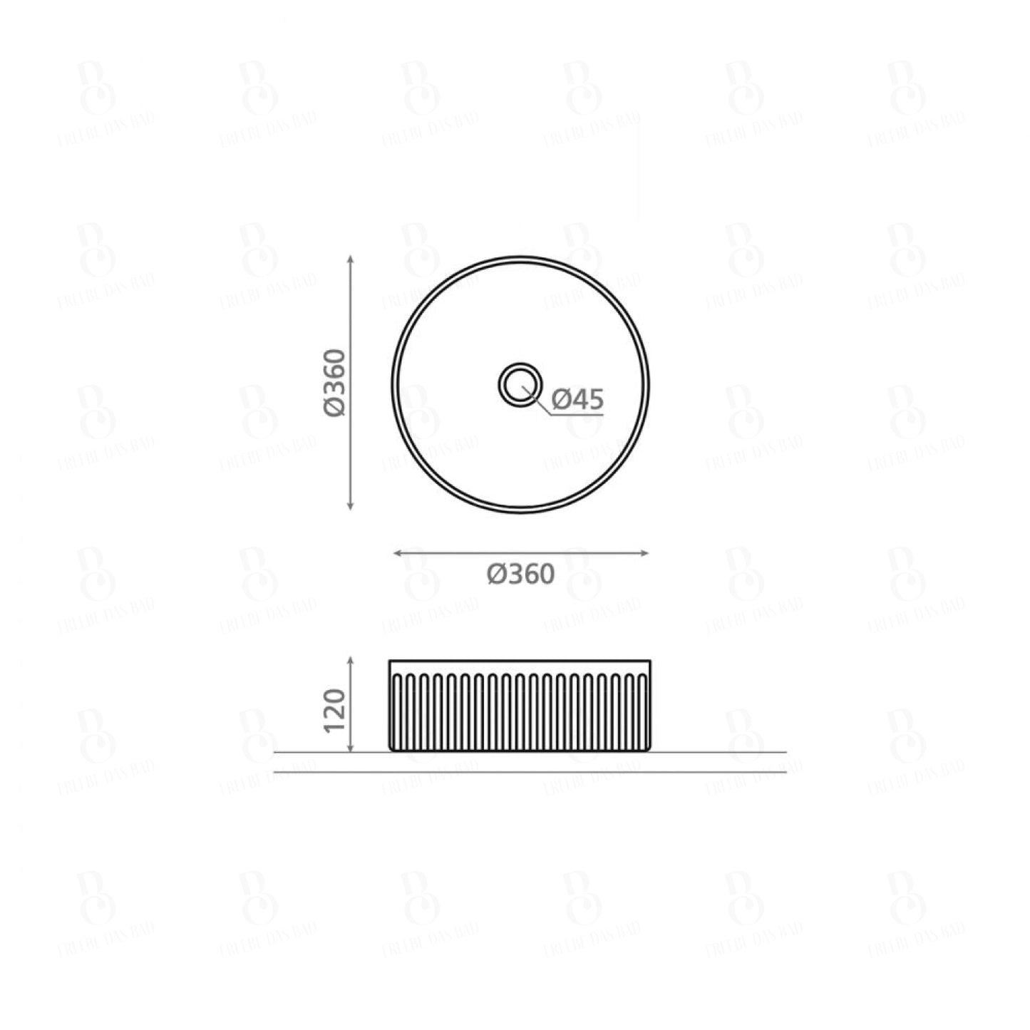 Bathco Wadi Circular Raulí- Aufsatzwaschbecken - 360 X 120 Mm Aufsatzwaschtisch