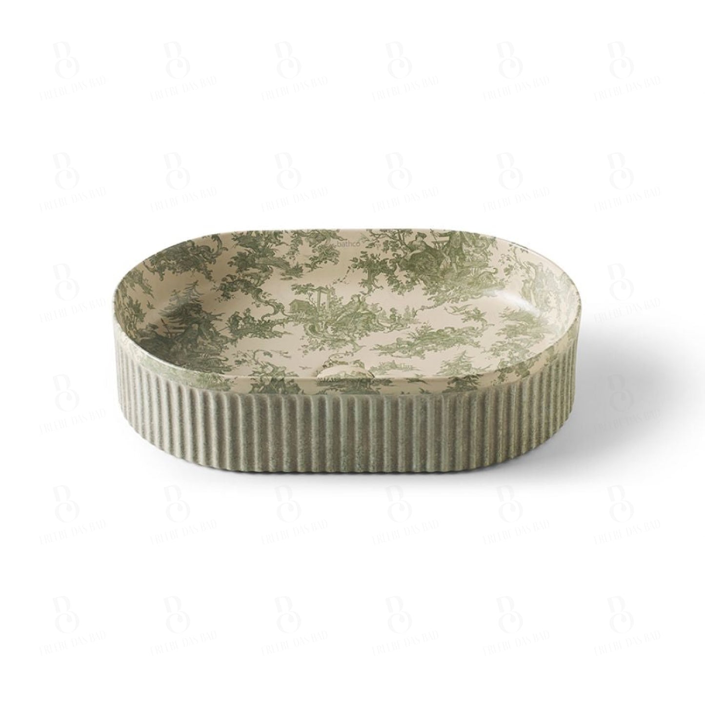 Bathco Wadi Oval Toile De Joy Verde - Aufsatzwaschbecken 500 X 320 120 Mm Aufsatzwaschtisch