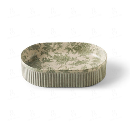 Bathco Wadi Oval Toile De Joy Verde - Aufsatzwaschbecken 500 X 320 120 Mm Aufsatzwaschtisch