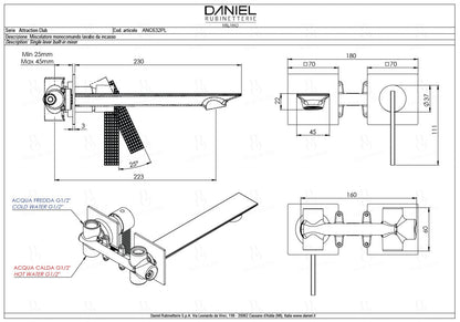 Daniel Rub. Wand-Waschtischarmatur - Serie Stellar Waschtischarmatur