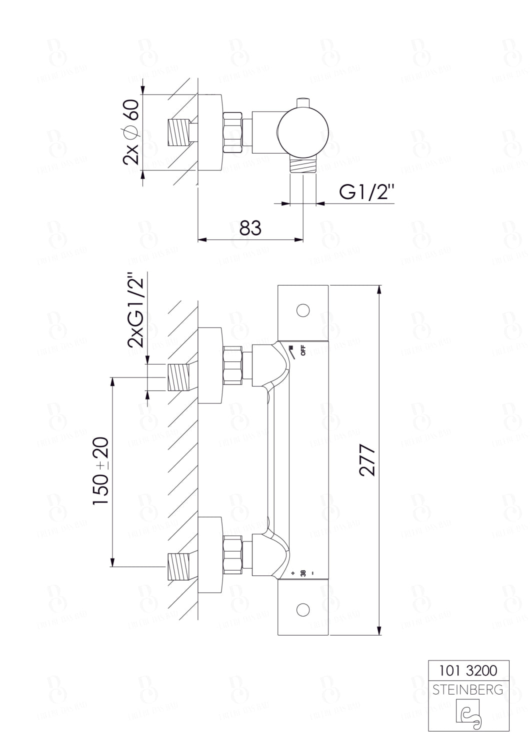 Steinberg Aufputzthermostat Serie 101 Für Dusche Chrom Duscharmatur