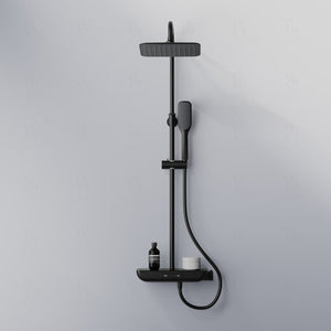 Steinberg Duschsystem Mit Glasablage Thermostat Regenbrause Und Stabhandbrause Serie 101 Schwarz