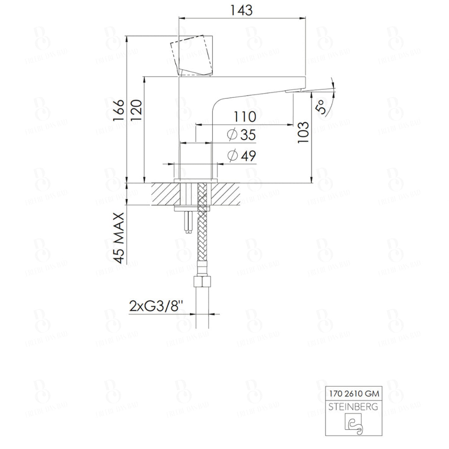 Steinberg Serie 170 Waschtischarmatur mit Ablaufgarnitur mit einer Ausladung 110 mm in Gunmetal