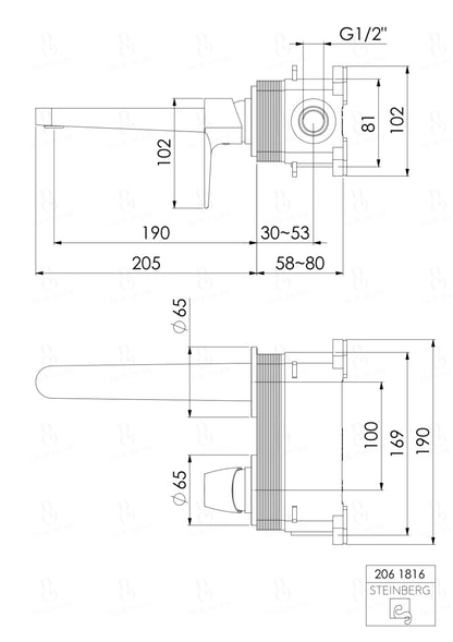 Steinberg Serie 206 Waschtisch-Wand-Einhebelmischer