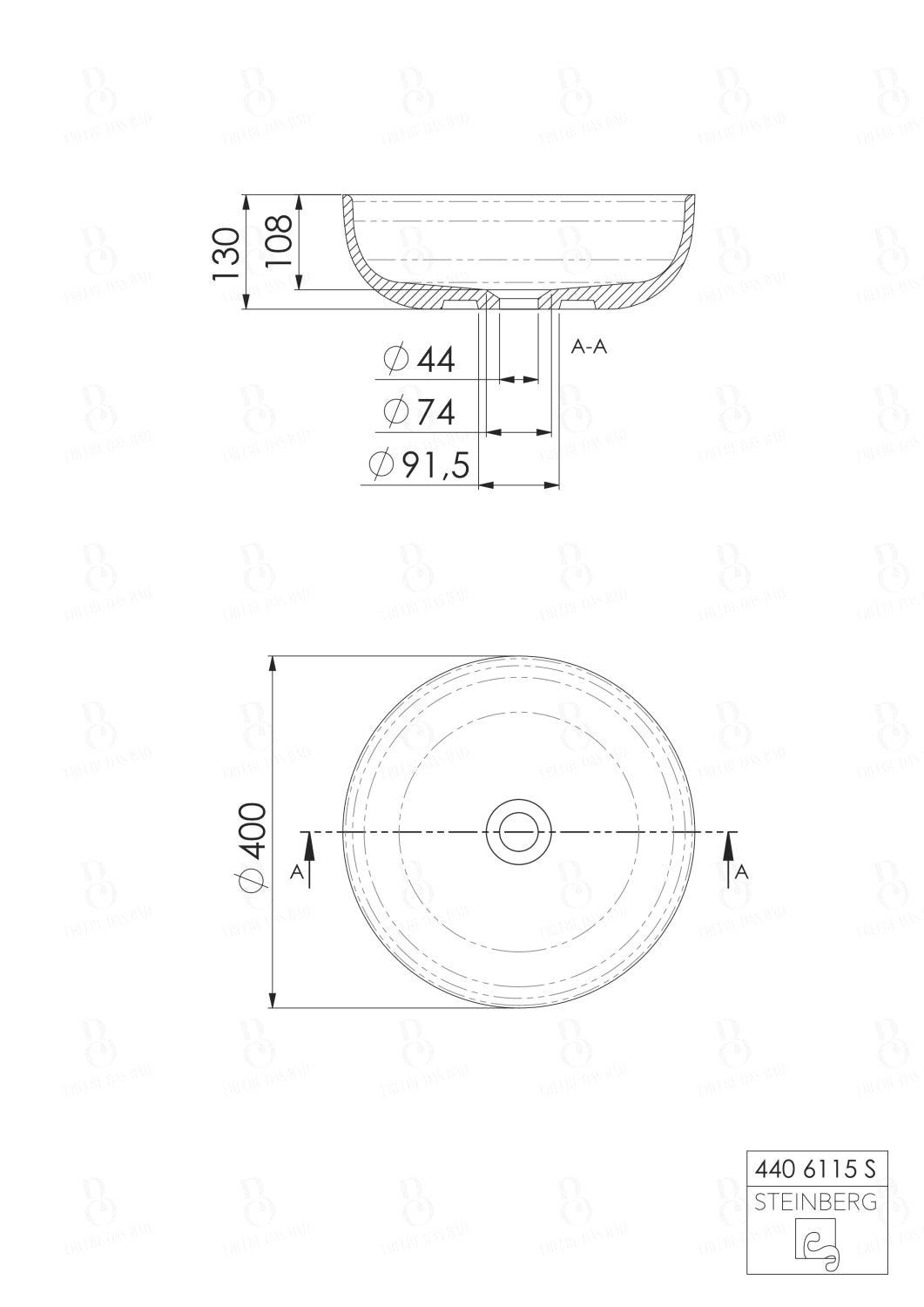 Steinberg Serie 440 - Aufsatzwaschtisch rund - aus Solid Surface