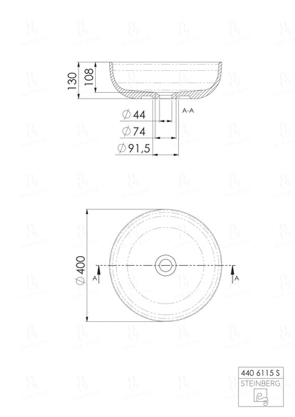 Steinberg Serie 440 - Aufsatzwaschtisch rund - aus Solid Surface