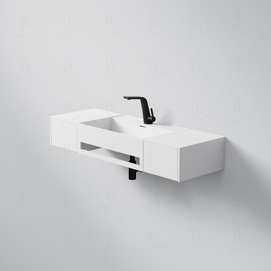 1Steinberg Serie 443 - Wandwaschtisch - aus Solid Surface - weiß