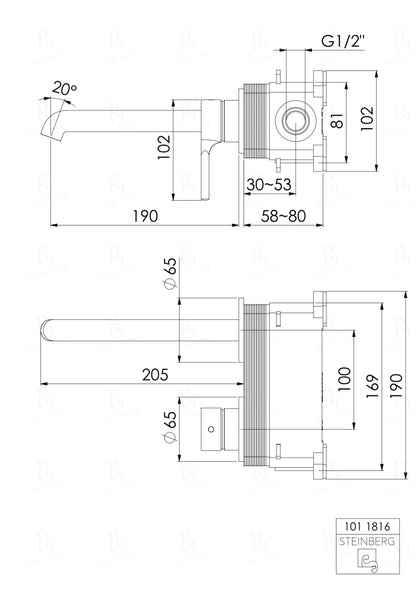 Steinberg Wand-Waschtischarmatur Ausladung 190 Mm Inklusive Grundkörper Chrom Waschtischarmatur