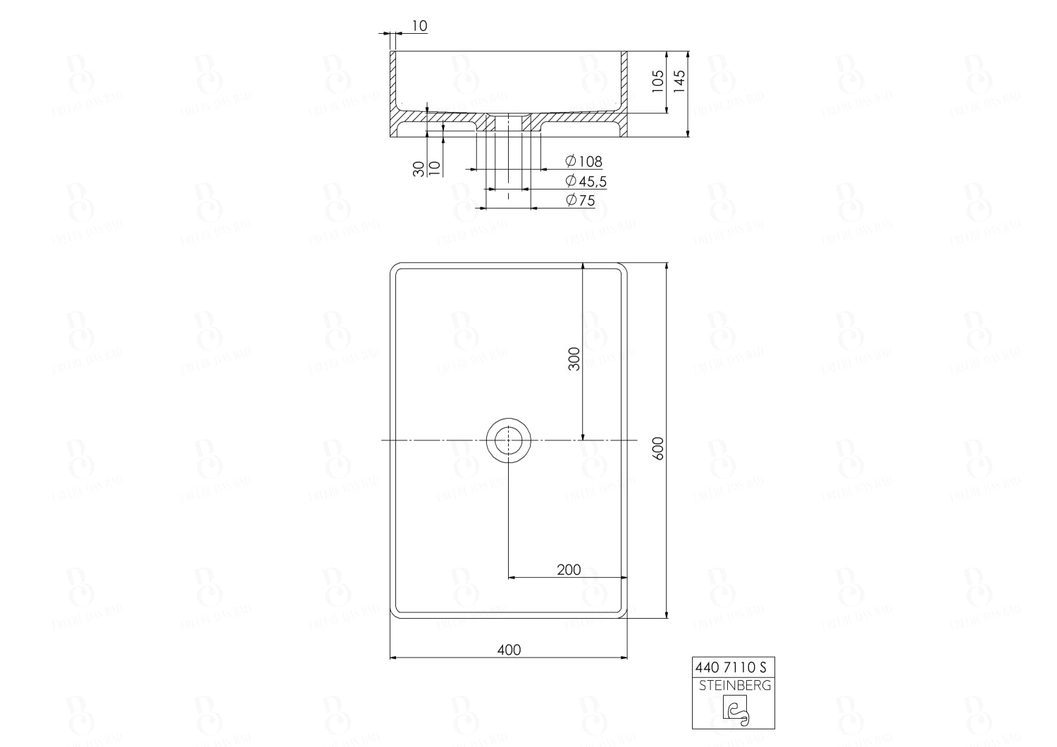 Steinberg Serie 440 - Aufsatzwaschtisch - aus Solid Surface