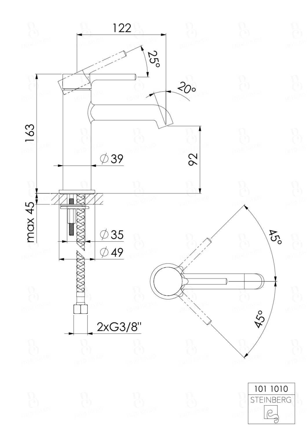 Steinberg Waschtisch-Einhebelmischer Ohne Ablaufgarnitur Serie 101 Chrom Waschtischarmatur