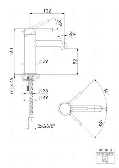 Steinberg Waschtisch-Einhebelmischer Ohne Ablaufgarnitur Serie 101 Chrom Waschtischarmatur