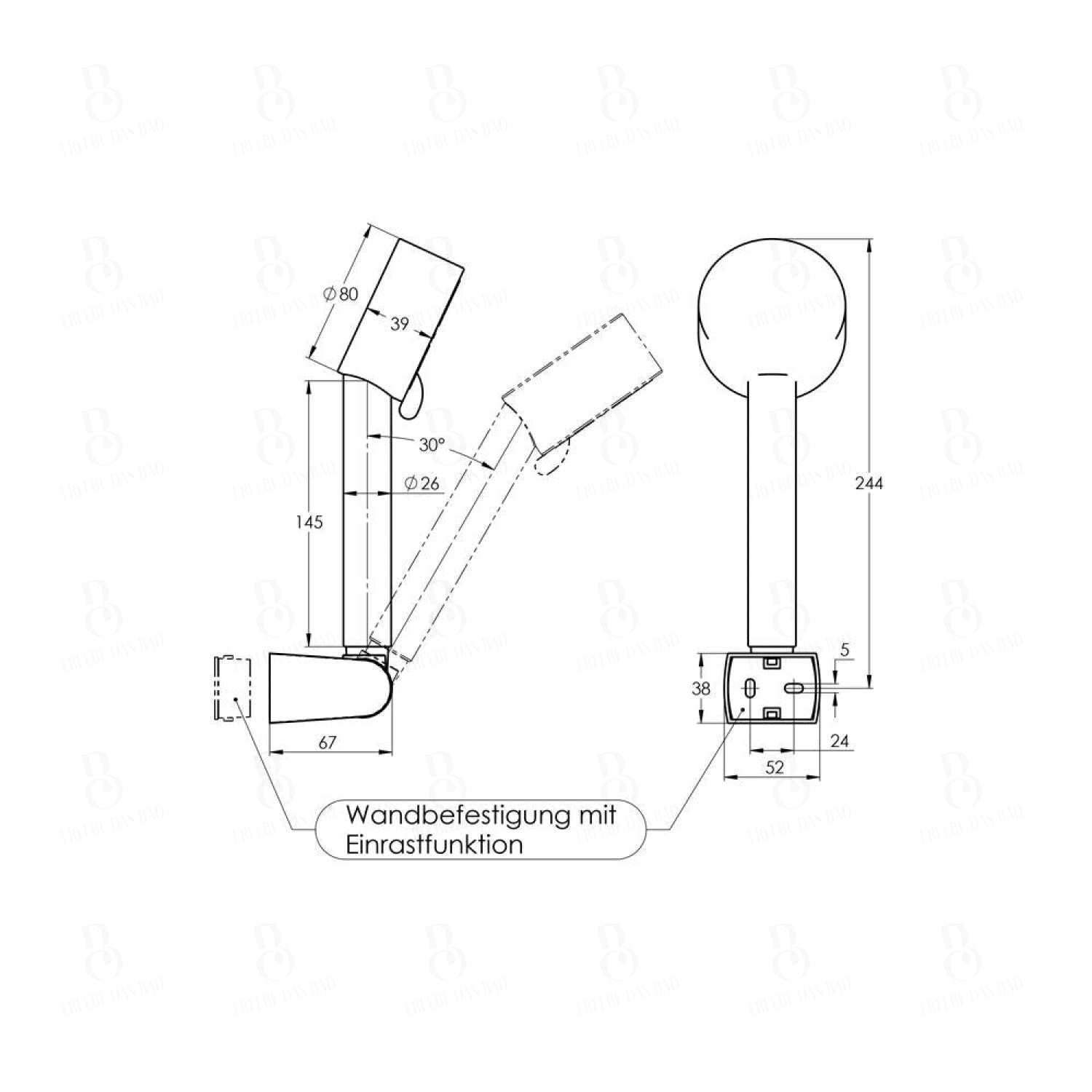 Treos Brausegarnitur mit Wandhalter