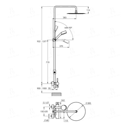 Treos Serie 190 Duschsystem mit Einhebelmischer Regenbrause rund 300mm Handbrause