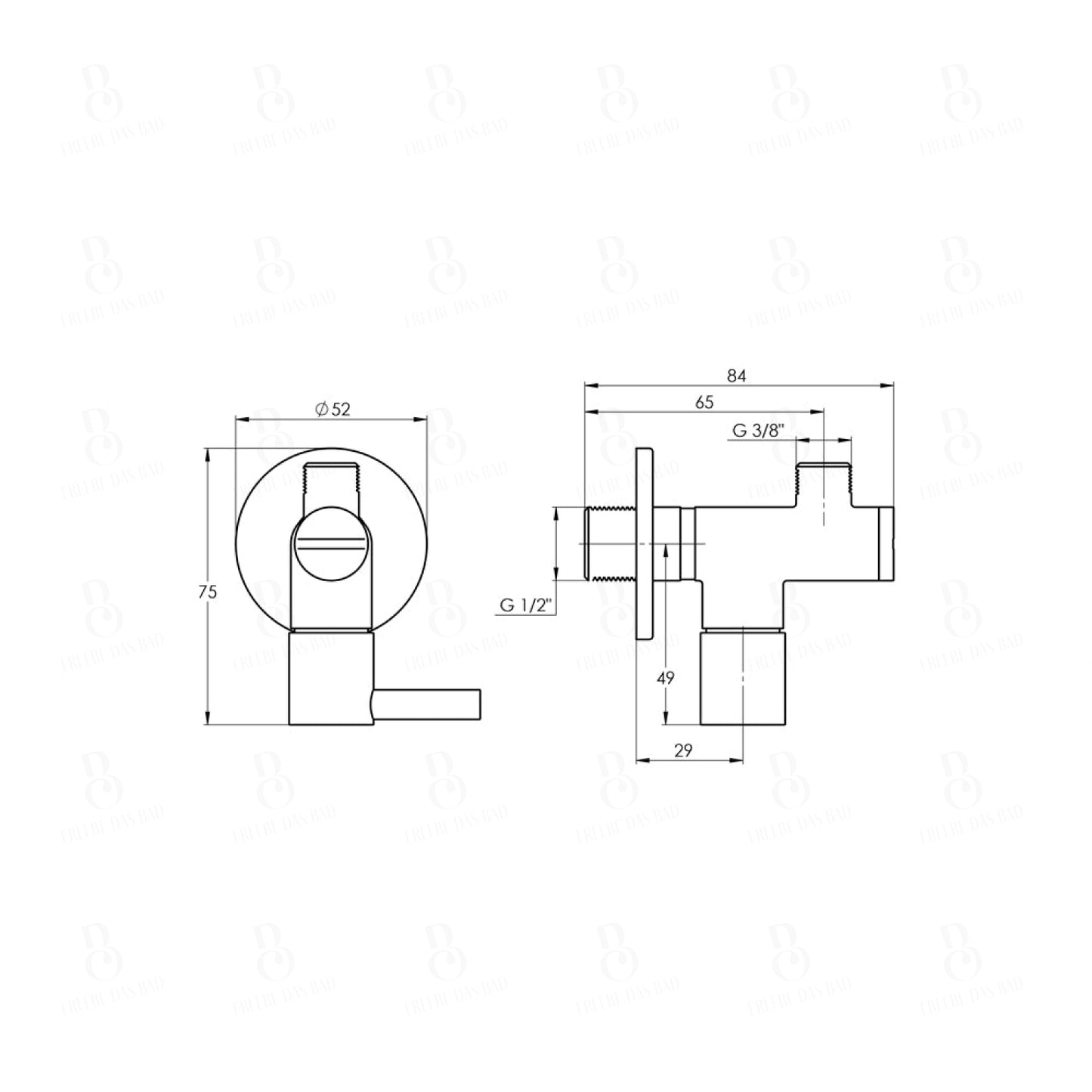 Eckventil - universal - ½ Zoll - rund - Treos Serie 190 - chrom