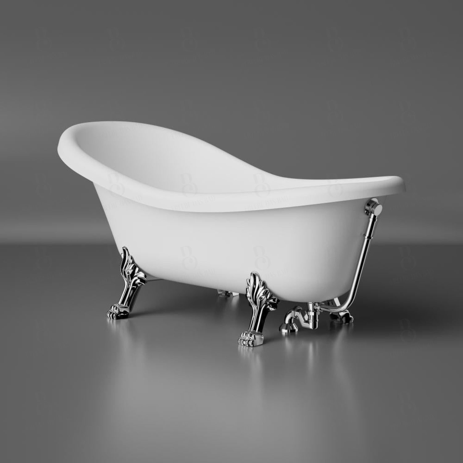 Freistehende Badewanne - Retro - aus Mineralguss - Treos Serie 715 -  Weiss Matt