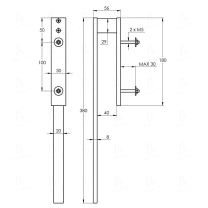 Treos Handtuchhalter 1-armig Chrom Eckig - Universal - Serie 505 - 380mm