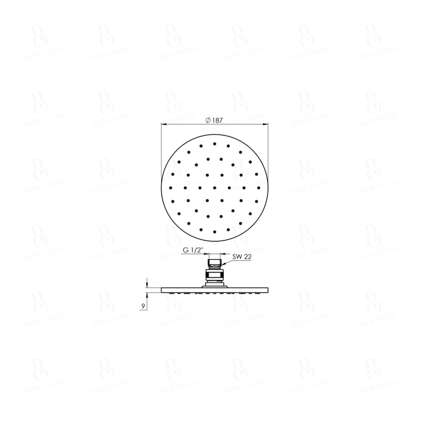 Kopfbrause-Metall-Treos-Serie-190-Regenbrause-187mm-chrom