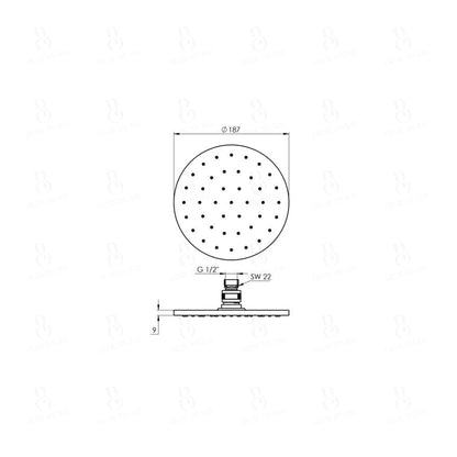 Treos Serie 173 Regenbrause Ø 187 mm aus Metall flach