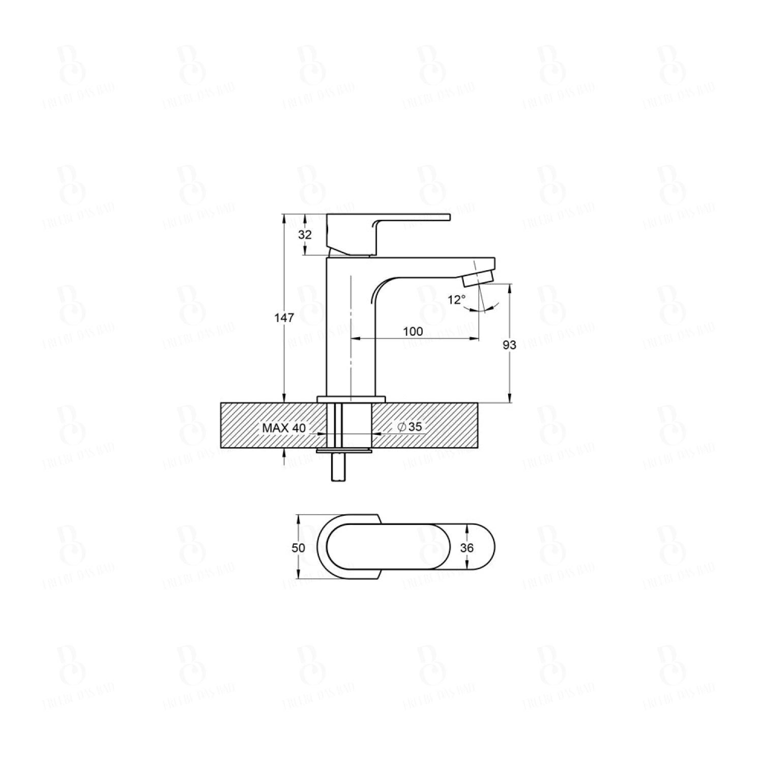 Treos Serie 173 Waschtischarmatur ohne Ablaufgarnitur H:147 mm chrom