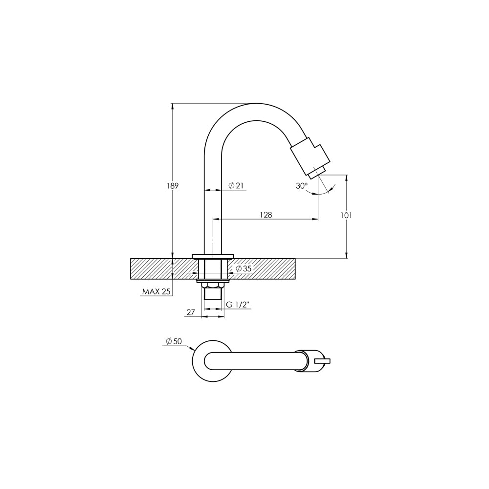 Treos Serie 190 Standventil für Kaltwasser chrom