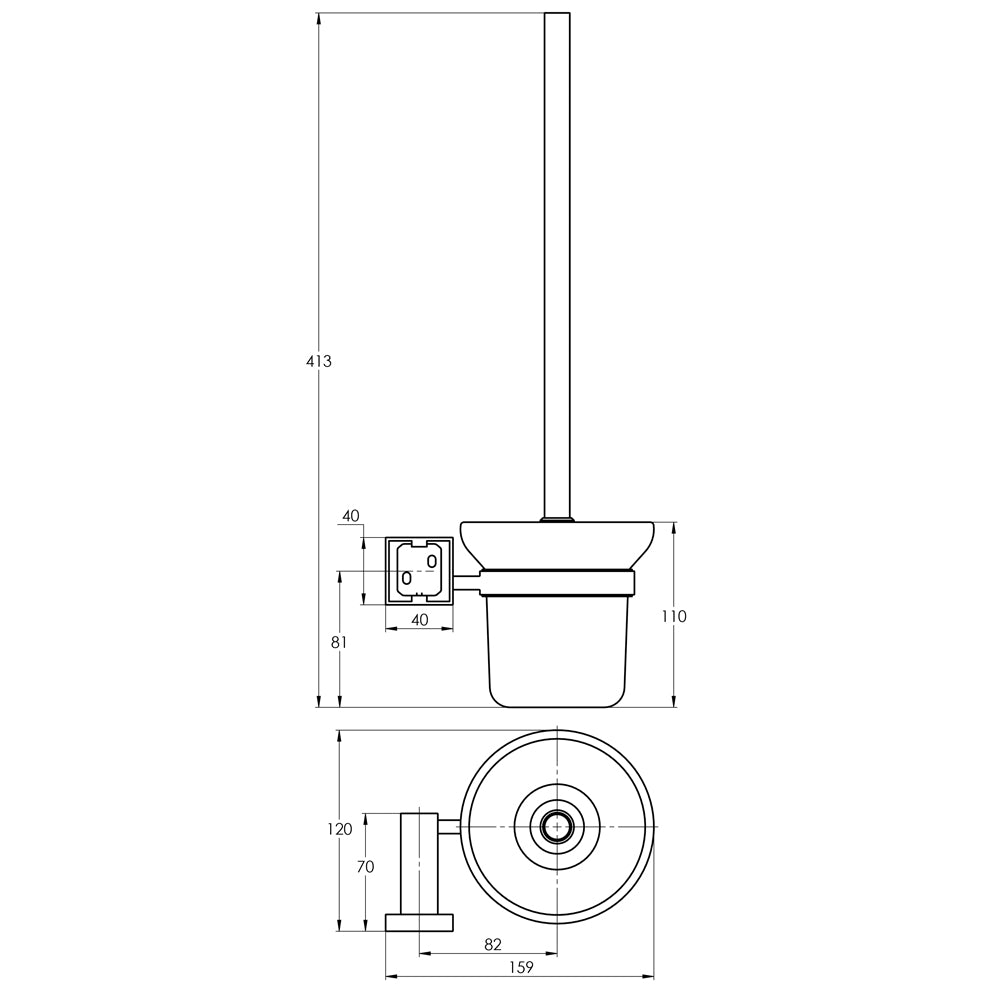 Treos Serie 505 Toilettenbürstengarnitur für Wandmontage eckig chrom Bürste weiß