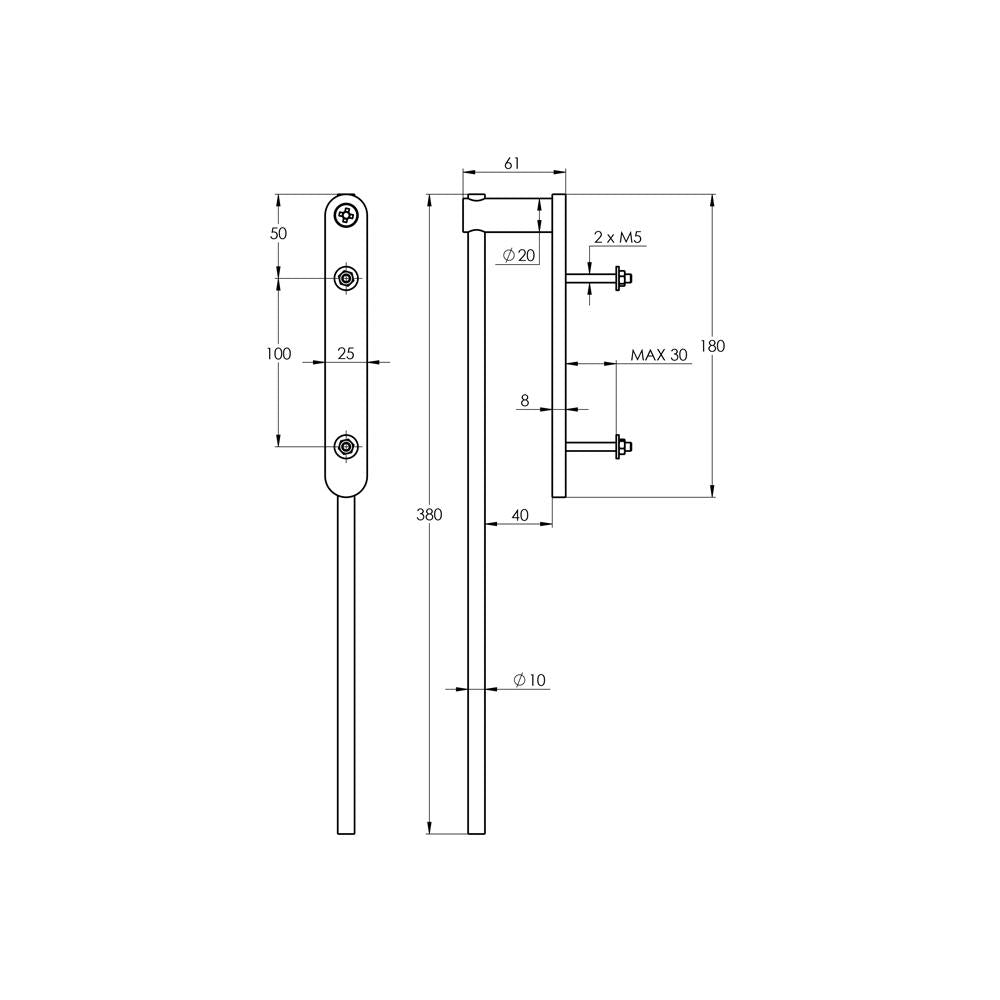 Treos Handtuchhalter 1-armig Chrom Rund Universal - Serie 555 - 380mm