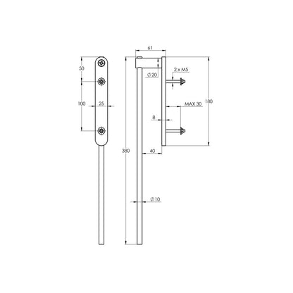 Treos Handtuchhalter 1-armig Chrom Rund Universal - Serie 555 - 380mm