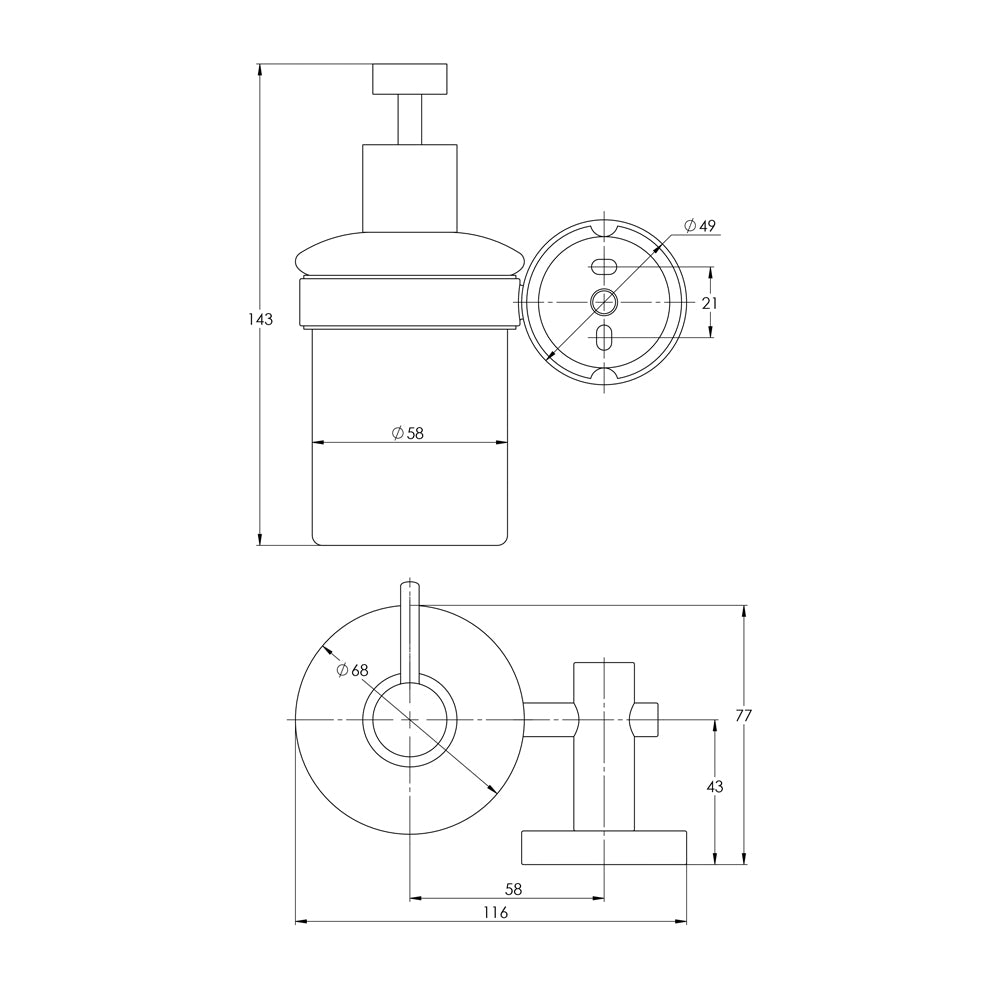 Treos Serie 555 Wand-Seifenspender rund chrom