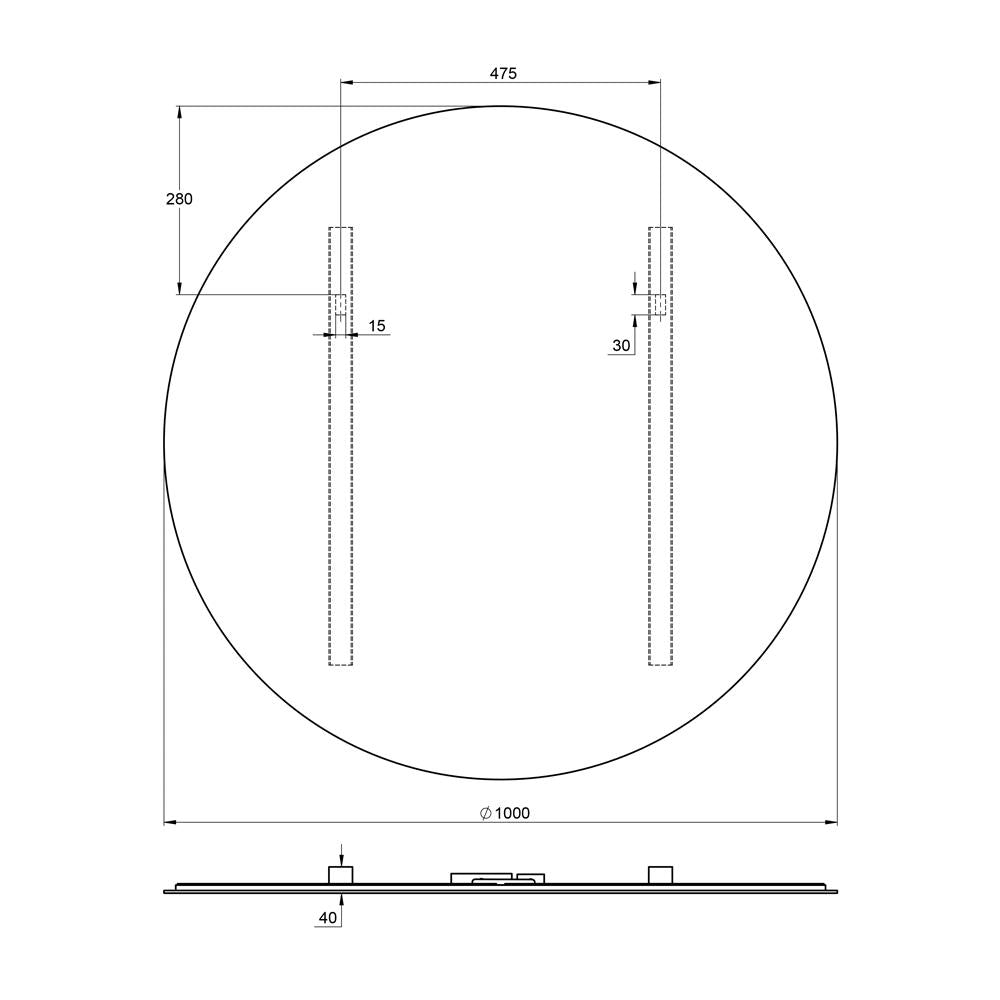 Treos Serie 606 Wandspiegel Ø 100 cm mit LED-Beleuchtung