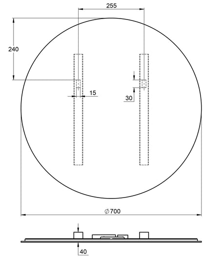 Treos Serie 606 Wandspiegel Ø 70 cm mit LED-Beleuchtung