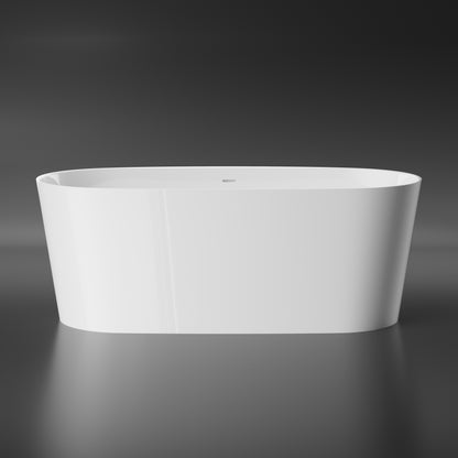 freistehende Badewanne - aus Mineralguss - Länge 165cm - Treos Serie 710 - weiss glänzend